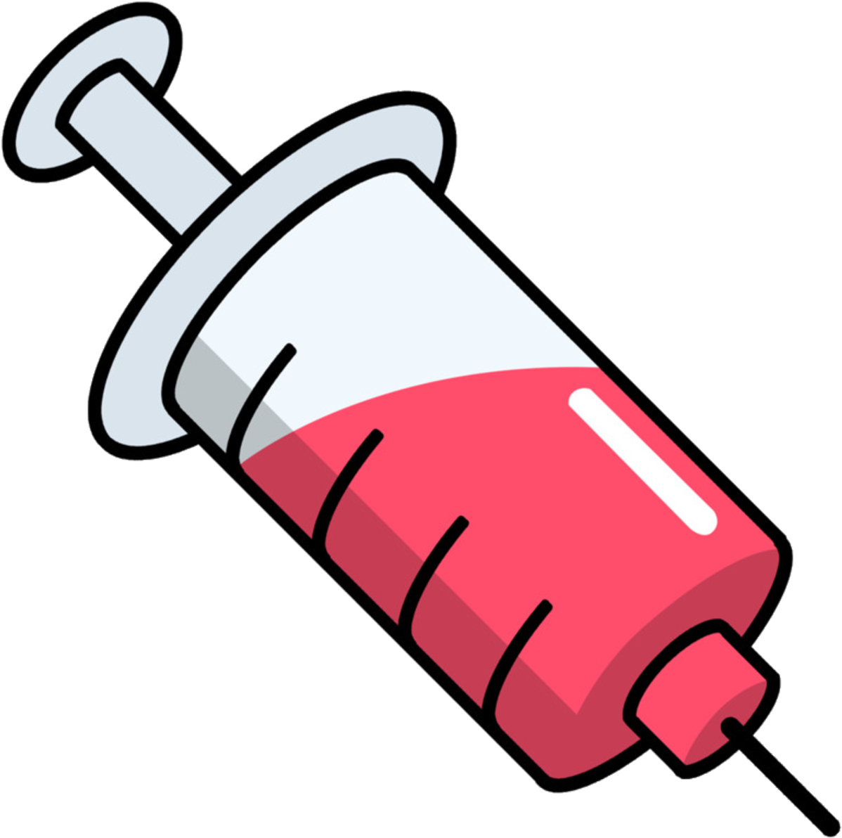 A Cartoon Of A Syringe With A Red Liquid