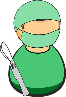 A Cartoon Of A Person Wearing A Mask And Holding A Scalpel