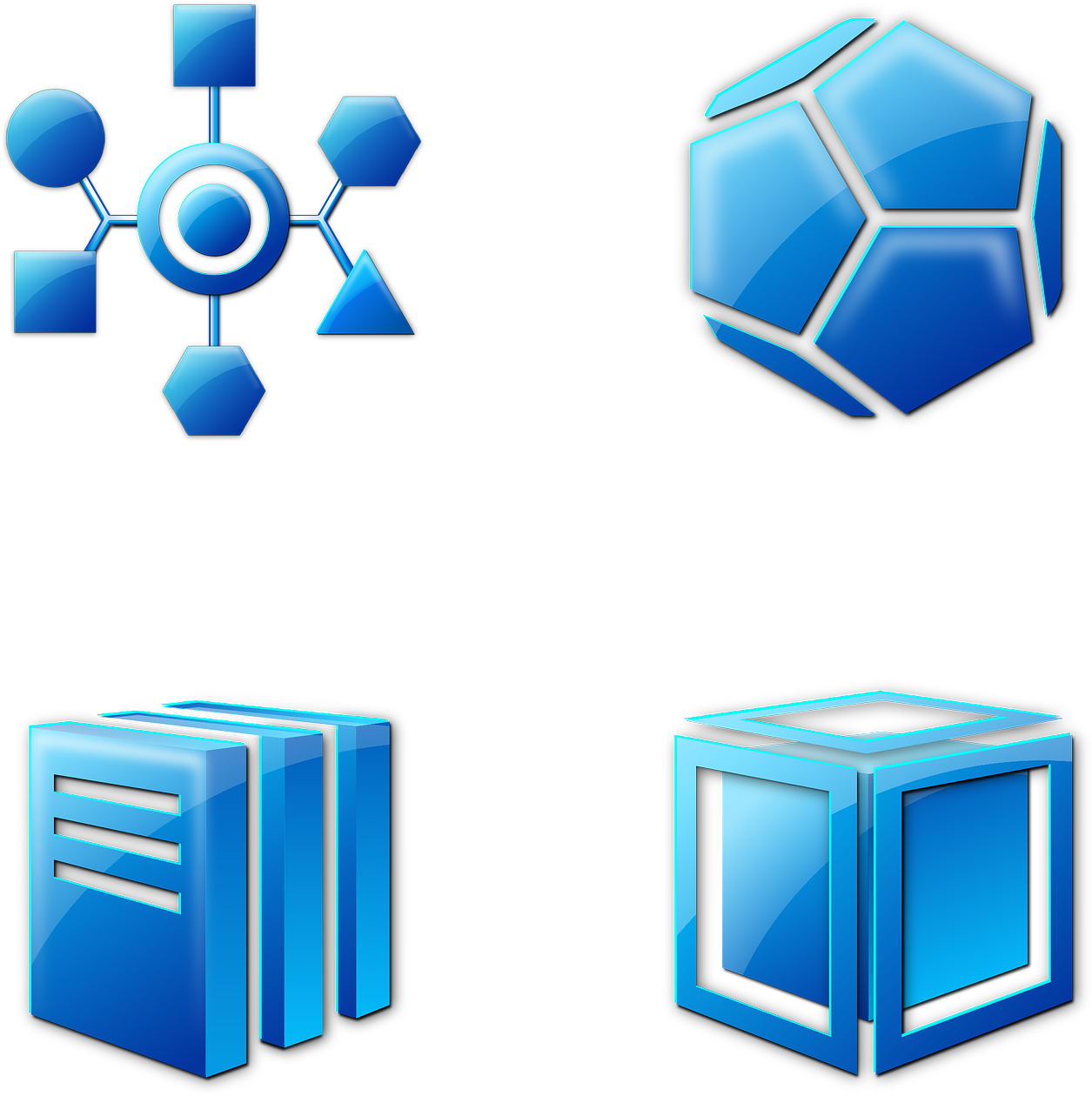 A Group Of Blue Icons