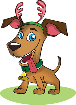 A Cartoon Of A Dog With A Bell