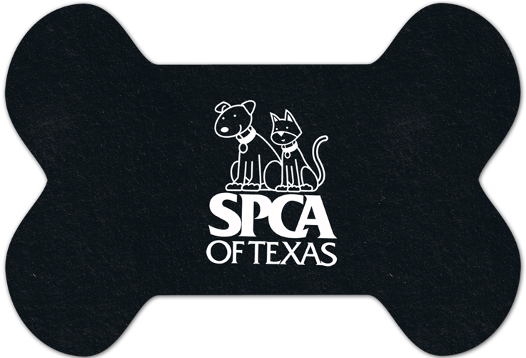 A Black Mat With White Text And Dogs