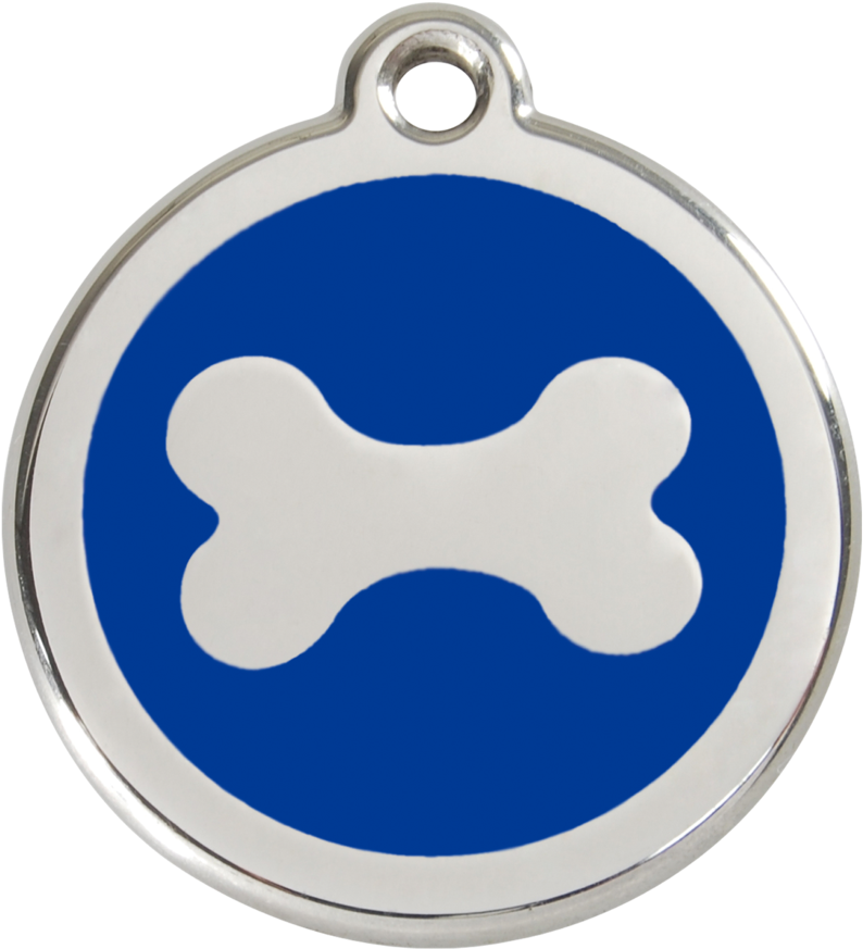 A Blue And White Dog Tag
