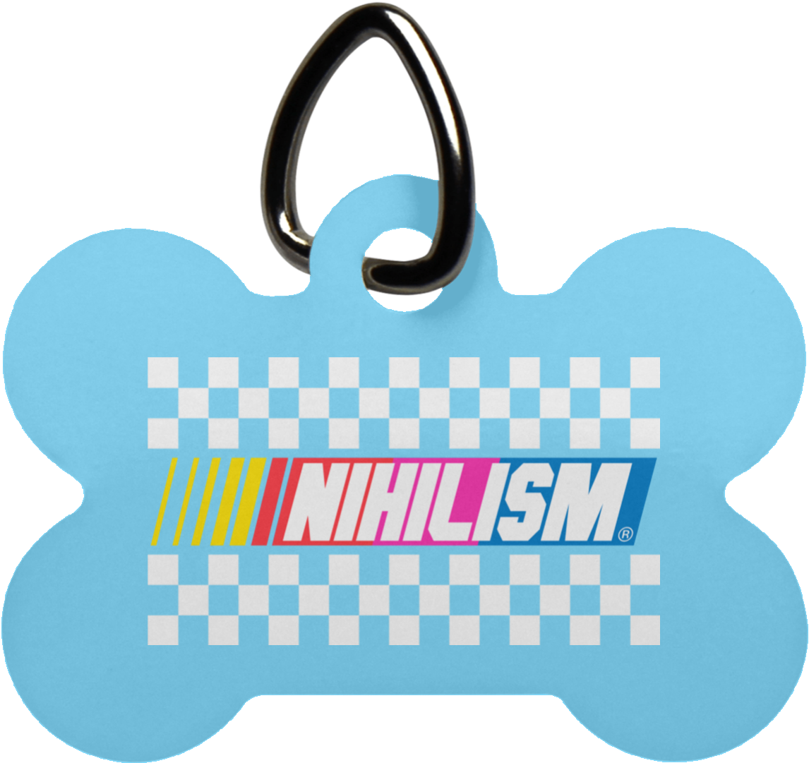 A Blue Tag With White And Blue Design