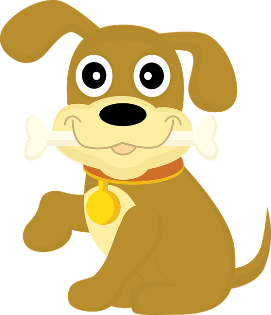 A Cartoon Dog Holding A Bone
