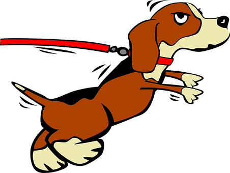 A Cartoon Of A Dog On A Leash