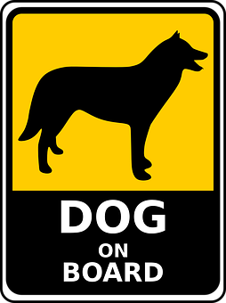 A Yellow And Black Sign With A Dog Silhouette