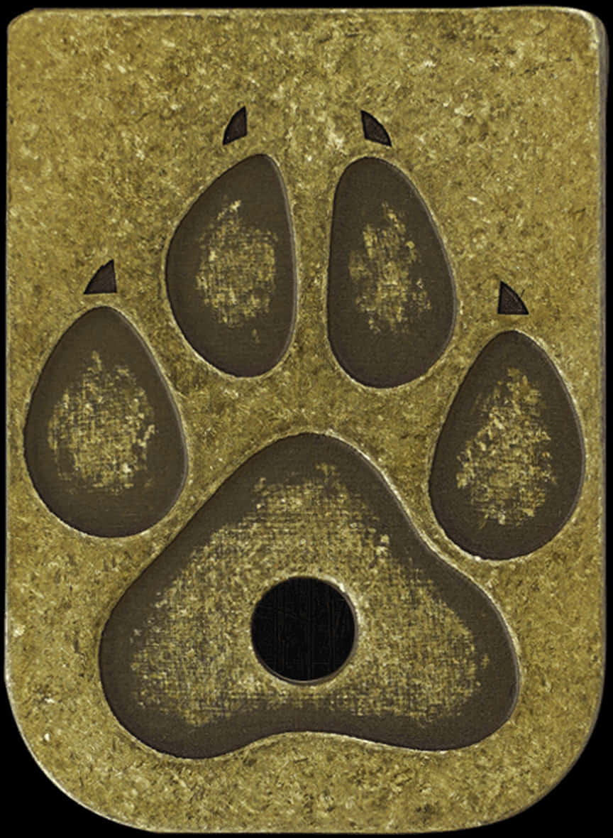 A Paw Print On A Stone Surface