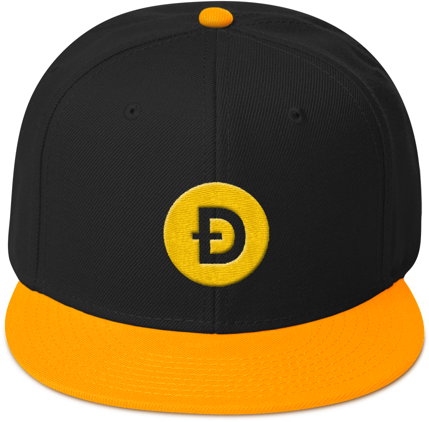 A Black And Yellow Hat With A Yellow Circle And A Letter D