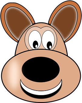A Cartoon Dog Face With Black Nose And White Teeth