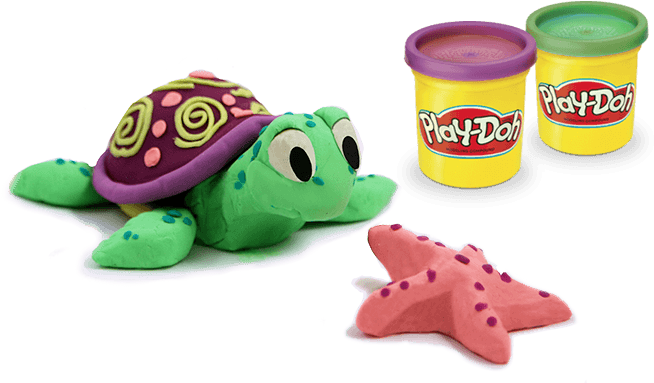 A Turtle And Starfish Made From Play Dough