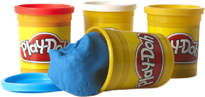 A Group Of Plastic Cups With Blue Play Dough