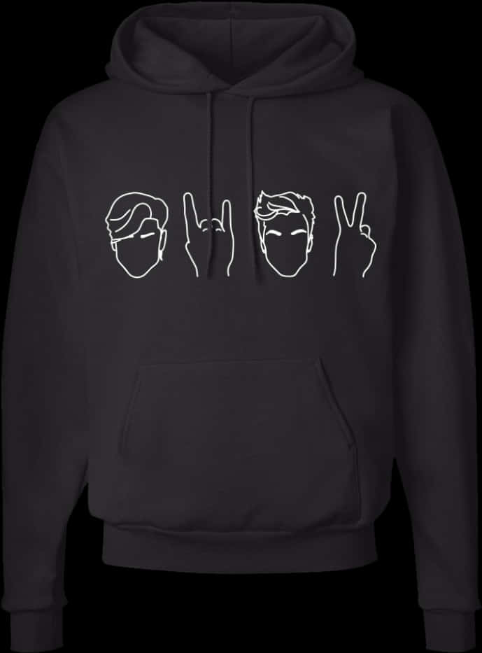 A Black Sweatshirt With White Faces On It