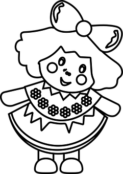 A Black And White Drawing Of A Doll