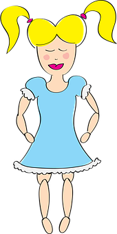 A Cartoon Of A Girl In A Blue Dress
