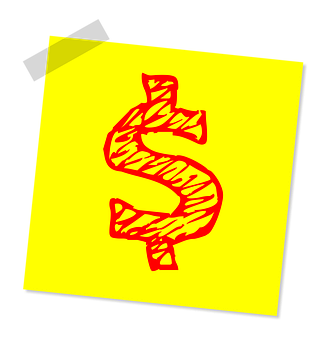 A Yellow Paper With A Red Dollar Sign On It