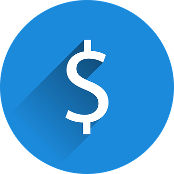 A Blue Circle With A White Dollar Sign