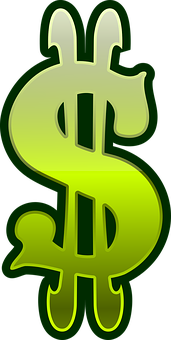 A Green Dollar Sign With Black Background