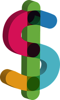A Colorful Dollar Sign With Black Background