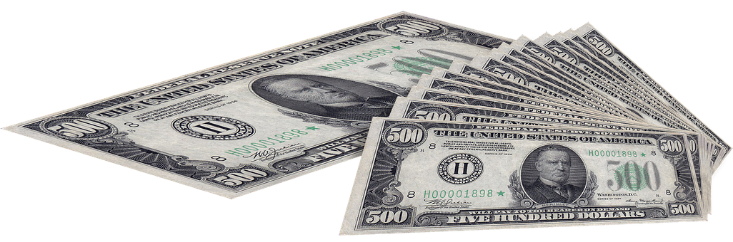 Several Dollar Bills On A Black Background