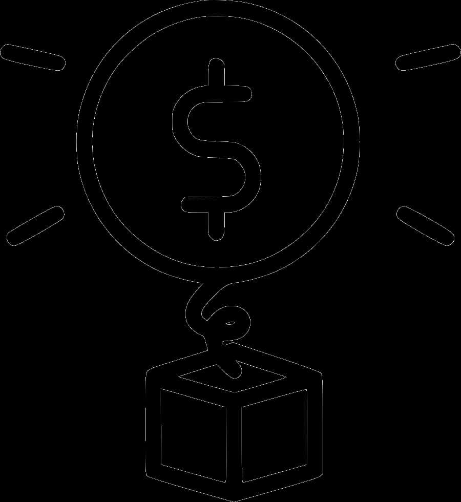 A Black And White Drawing Of A Dollar Sign From A Box