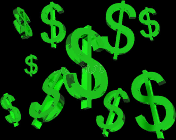 Green Dollar Signs On A Black Background
