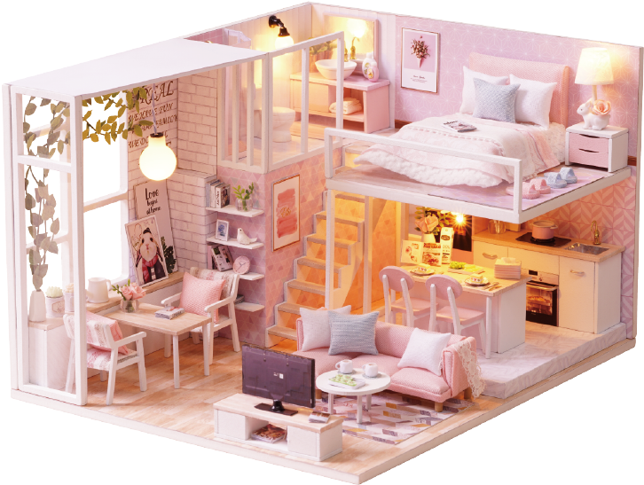 A Doll House With A Bed And A Tv