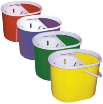 A Row Of Colorful Buckets