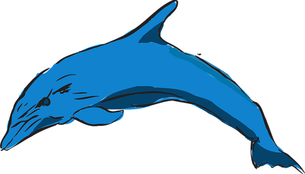 A Blue Dolphin With Black Background