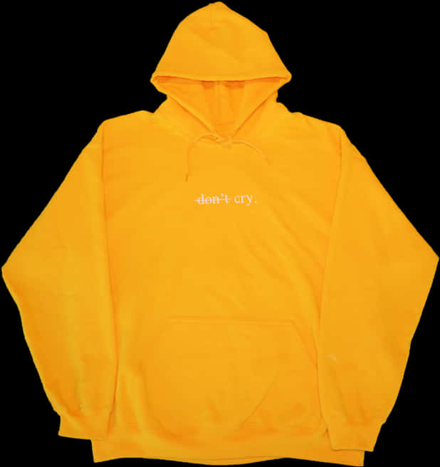 Yellow Hoodie With Don't Cry Text