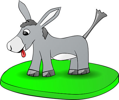 A Cartoon Donkey On A Green Surface
