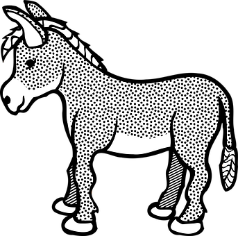 A Black And White Drawing Of A Donkey