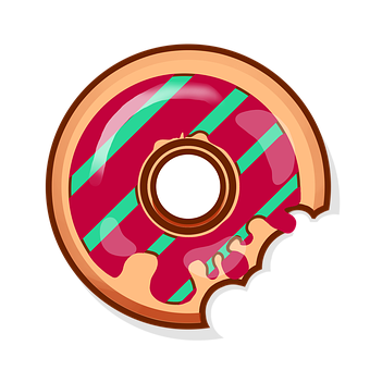 A Pink And Green Donut With A Bite Taken Out Of It