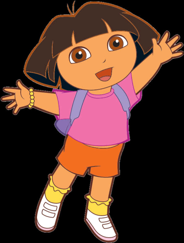 Cartoon Of A Girl With Her Arms Out