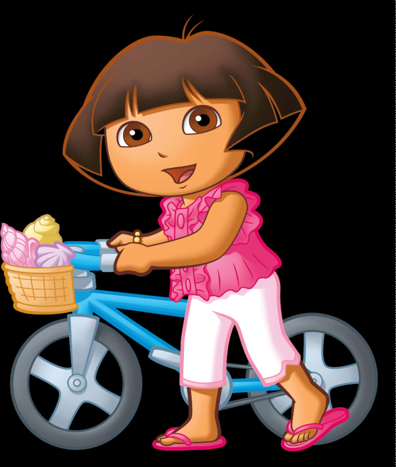 Cartoon Of A Girl Riding A Bicycle