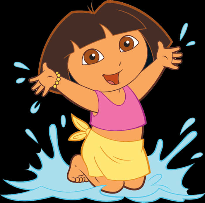 Cartoon Of A Girl Jumping In Water