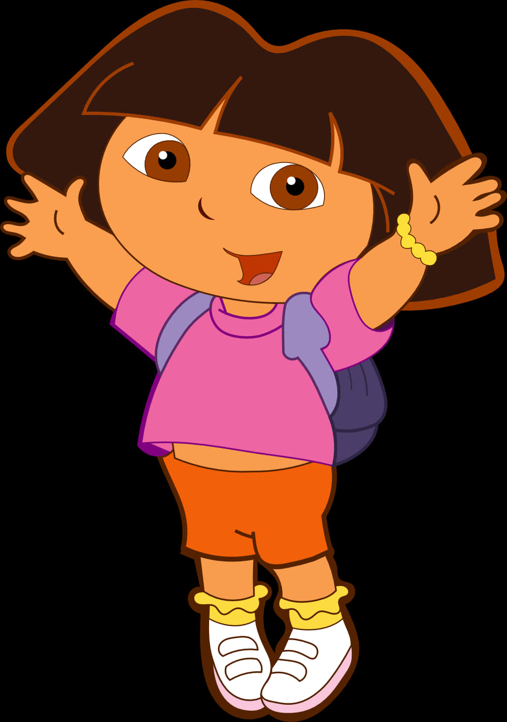 Cartoon Of A Girl With Her Arms Up