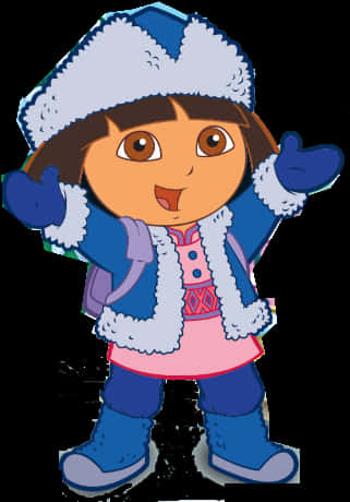 Cartoon Of A Girl Wearing A Hat And Gloves