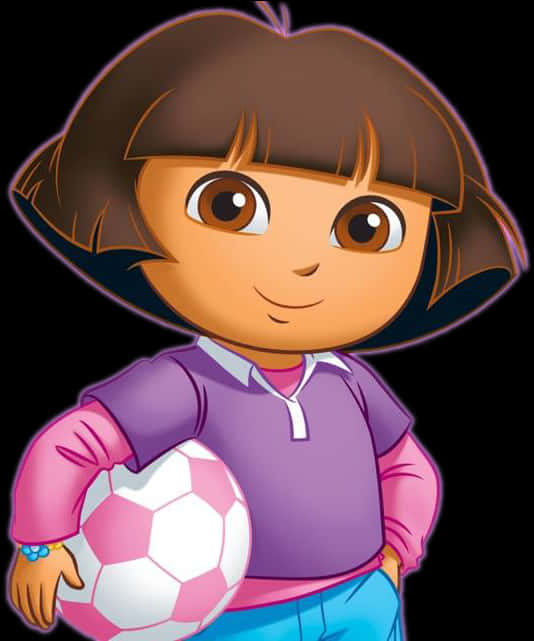 Cartoon Of A Girl Holding A Football Ball