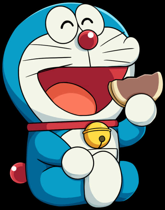 Cartoon Character Of A Cat Eating A Piece Of Food