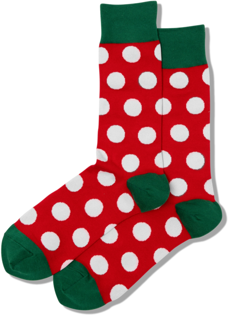 A Pair Of Red And White Polka Dot Socks
