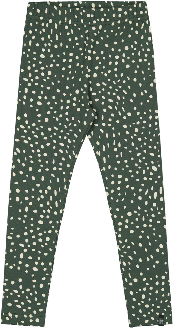 A Pair Of Green Pants With White Spots