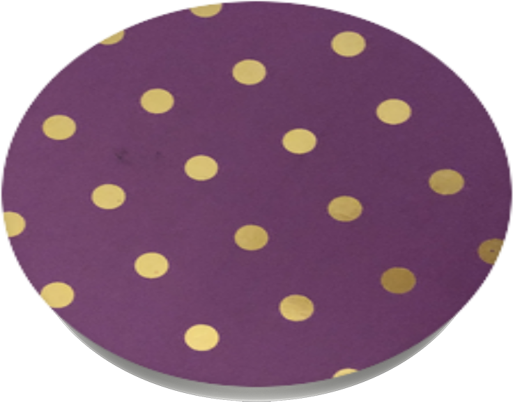 A Purple And Gold Polka Dot Plate