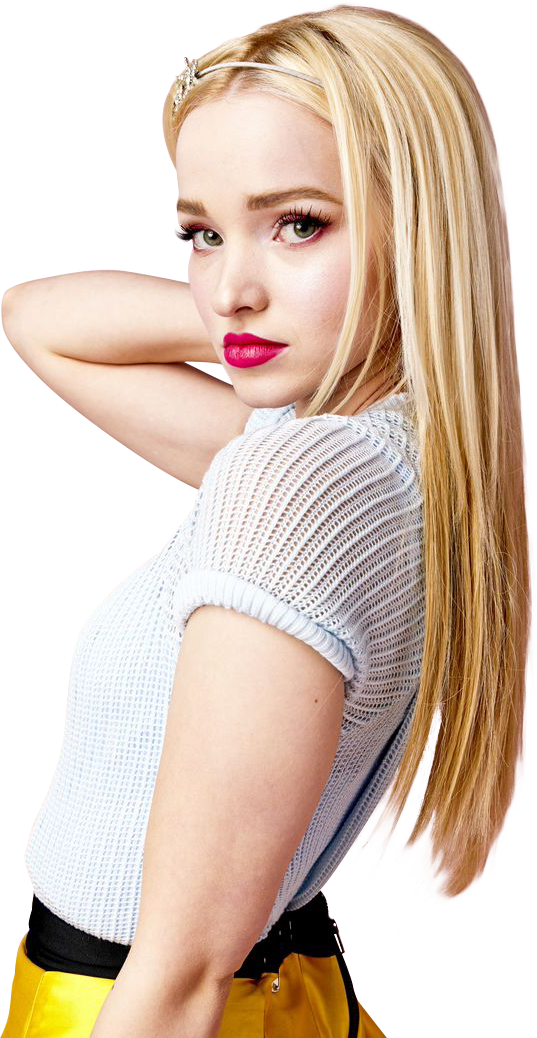 A Woman With Long Blonde Hair And Red Lipstick