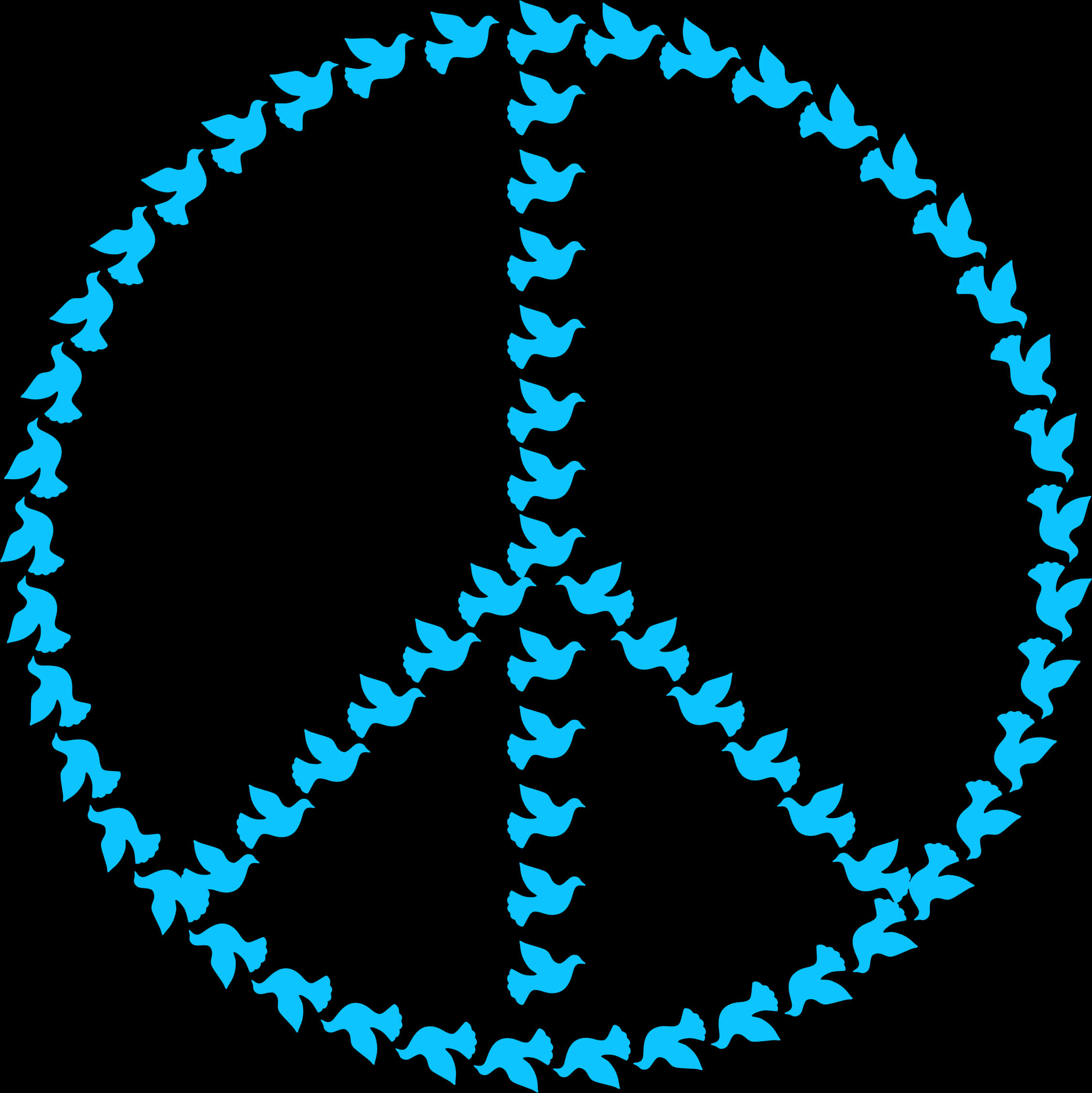 A Peace Sign Made Of Blue Birds