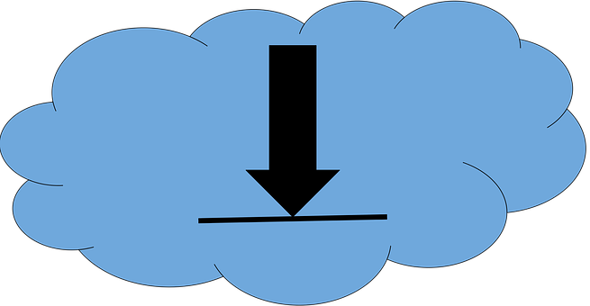 A Black Arrow Pointing To A Blue Cloud