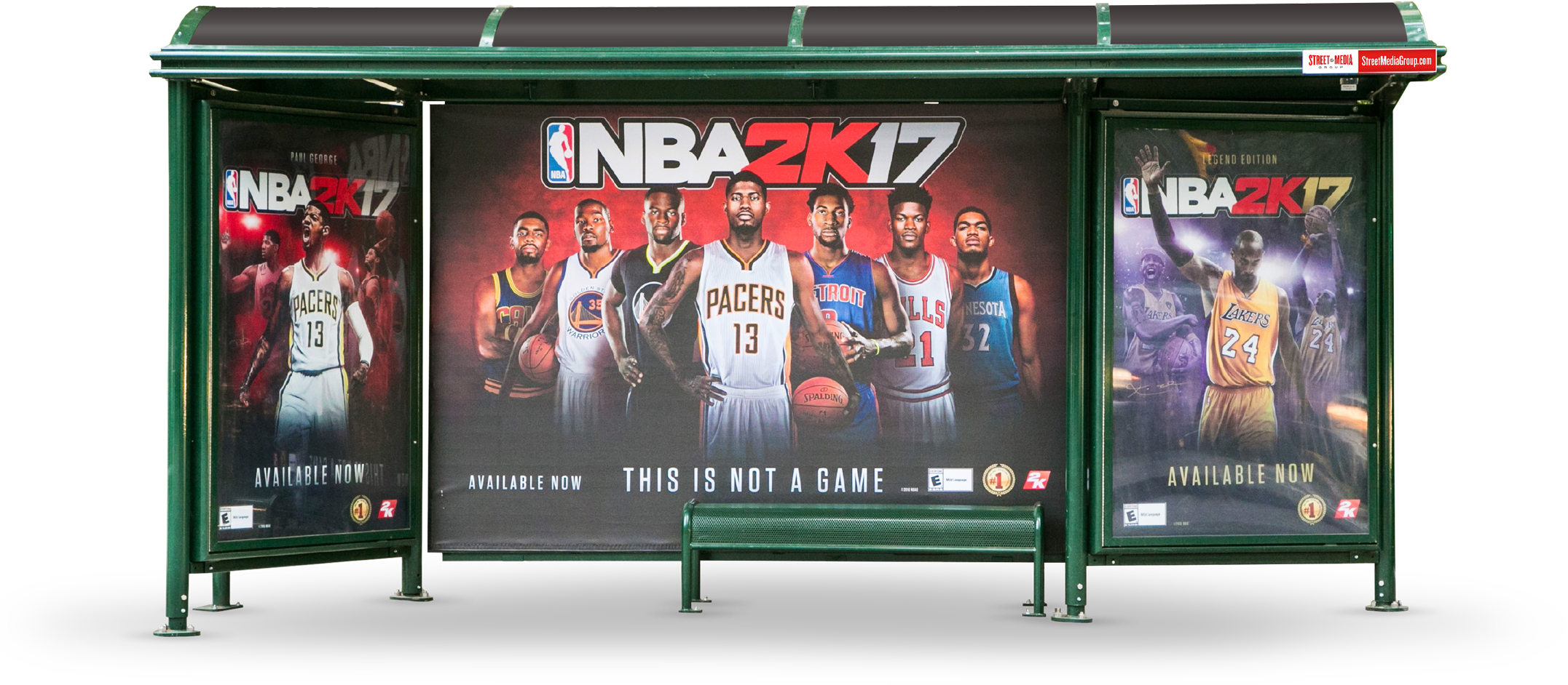 A Billboard With Basketball Players On It