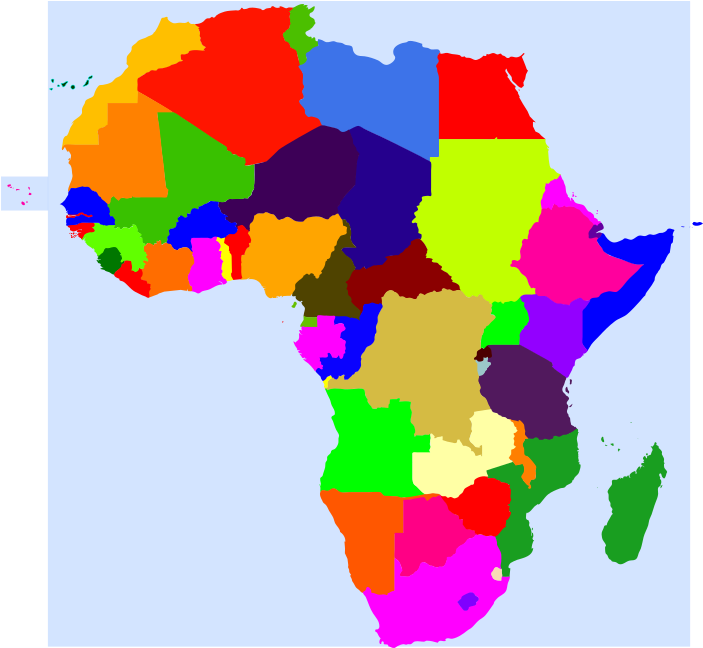 A Map Of Africa With Different Colored Countries/regions
