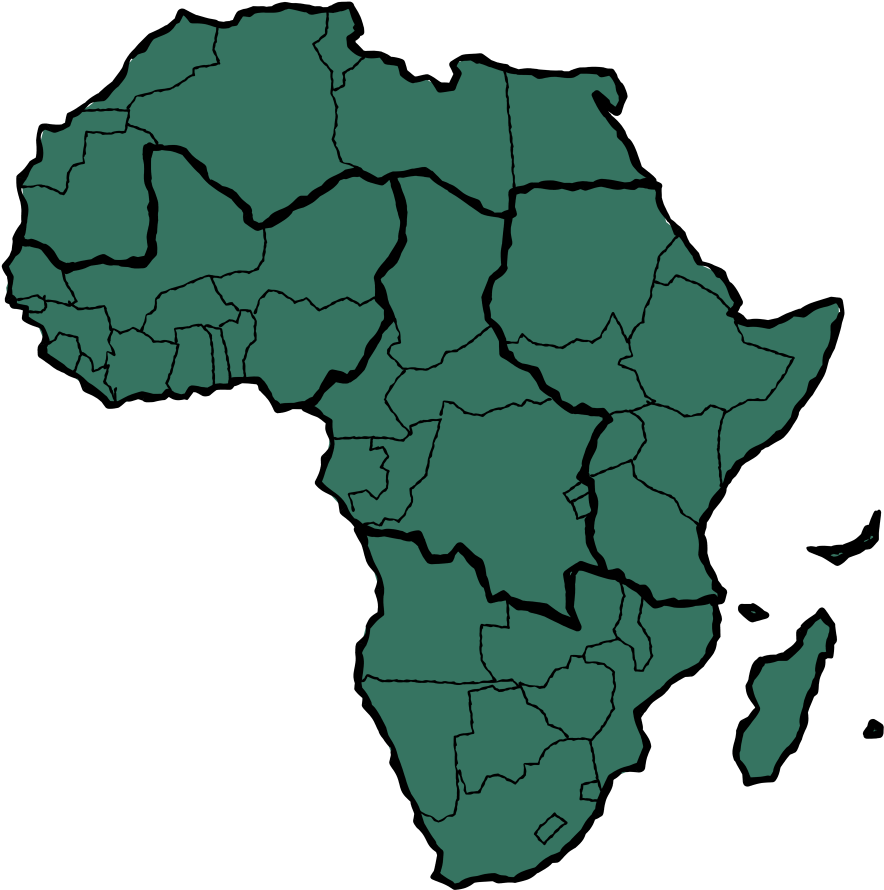 A Map Of Africa With Black Lines