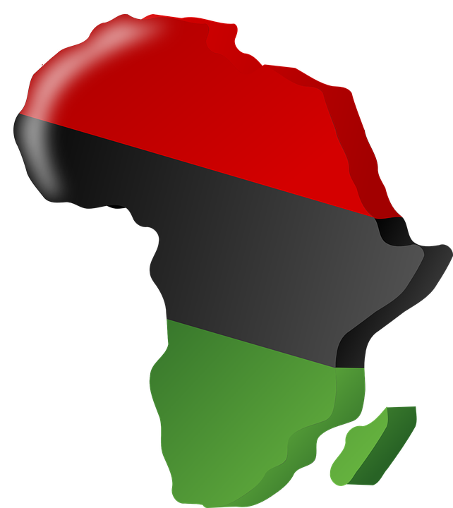 A Map Of Africa With A Black Red Green And Black Flag
