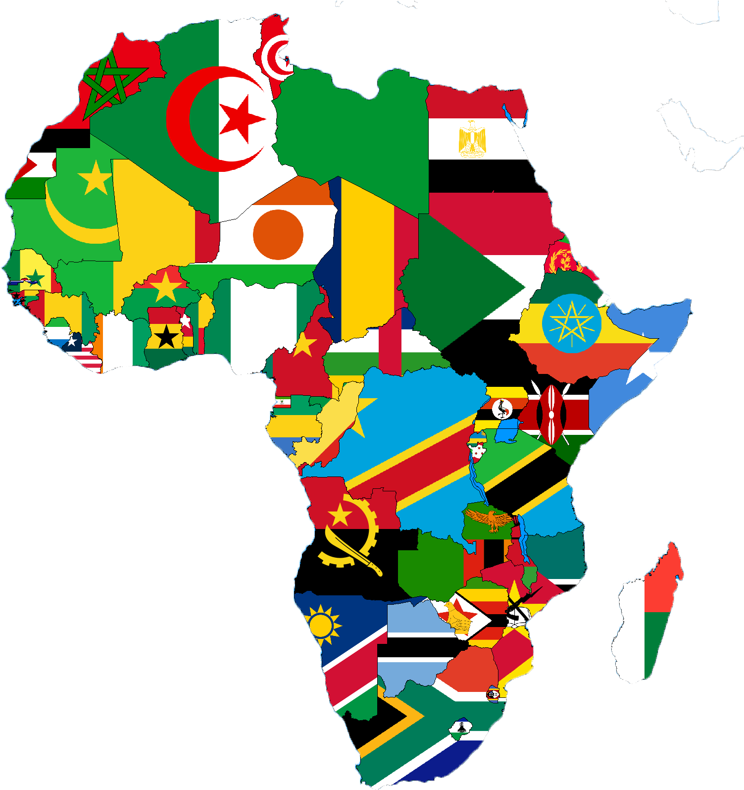 A Map Of Africa With Different Flags